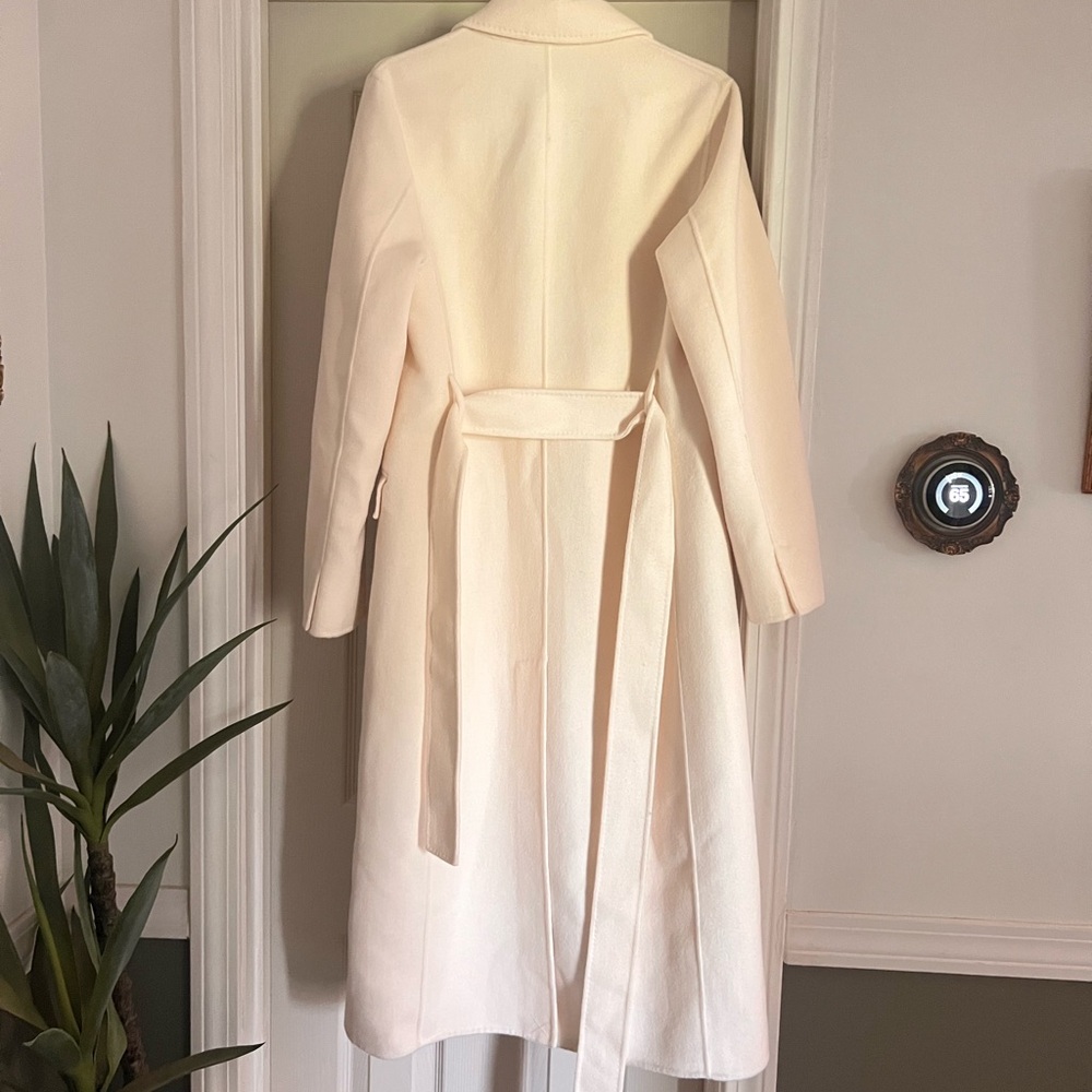 Reiss Cream Double-Breasted Belted Trench Coat - Picture 4 of 11